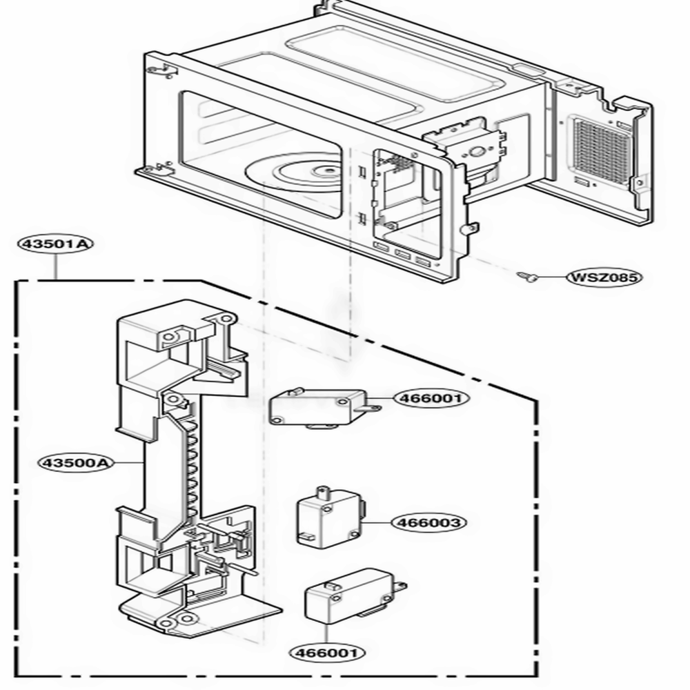 Latch Board Parts Diagram and Parts List for MT3130SHQ M1EWRP LG Range