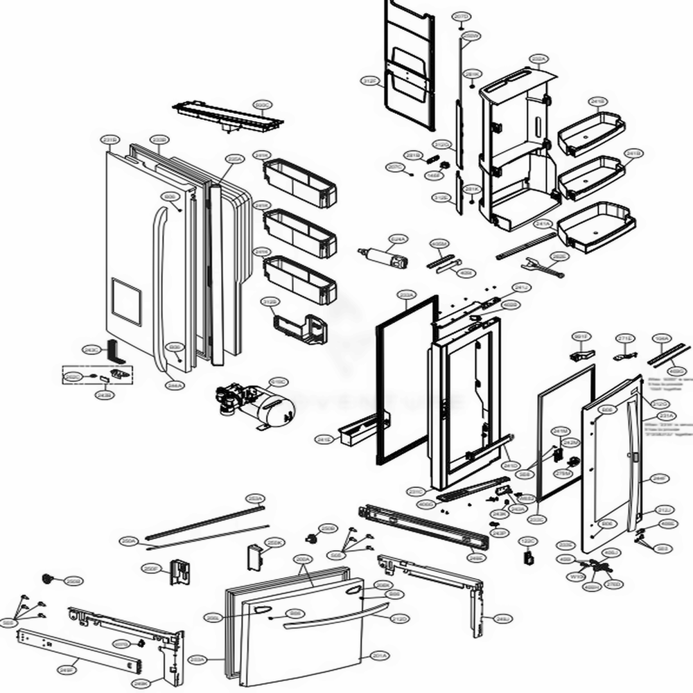 Door Parts Diagram and Parts List for LFXS30796D ASBCNA1 LG Refrigerator