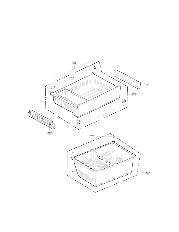 Freezer Parts Diagram and Parts List for LFXS24623B 00 LG Refrigerator