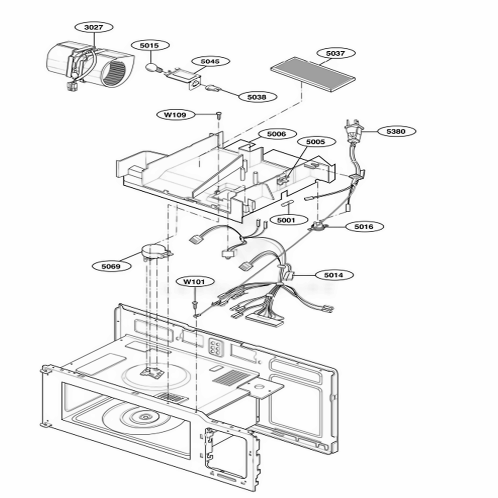 Interior Parts 2 Diagram and Parts List for MH6150XLQ AW1EWRP LG Wall Oven