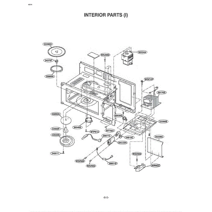 Section 1 Diagram and Parts List for MV-1515W WHEGSE LG Microwave Oven Combo