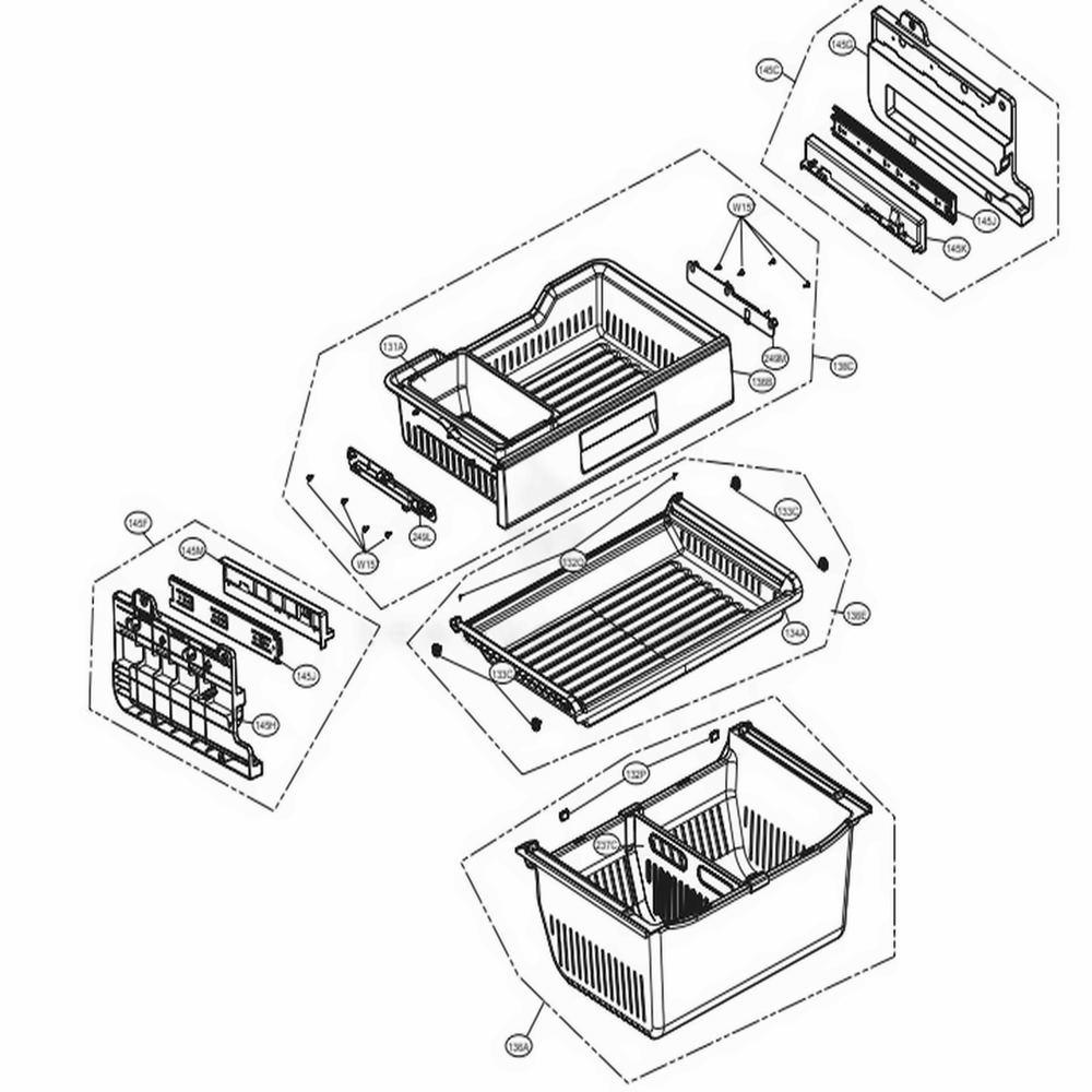 Freezer Parts Diagram and Parts List for 74039 AWBCSE2 LG Refrigerator