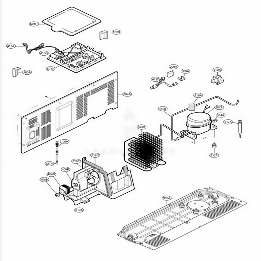Machine Compartment Diagram and Parts List for LSC23954ST ASTCNA1 LG Refrigerator
