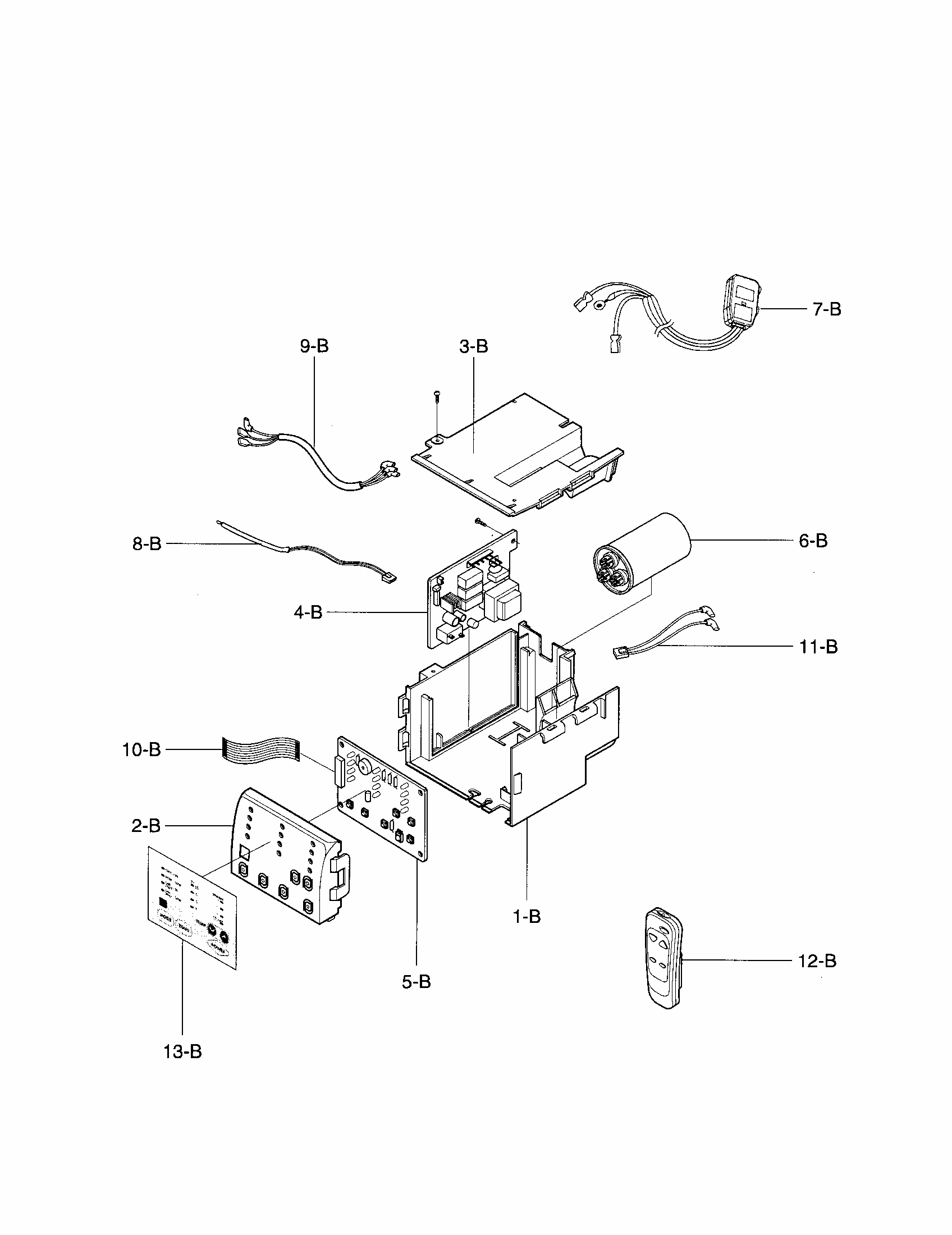 Control Box Assembly Diagram and Parts List for 58076100500  Kenmore Air Conditioner