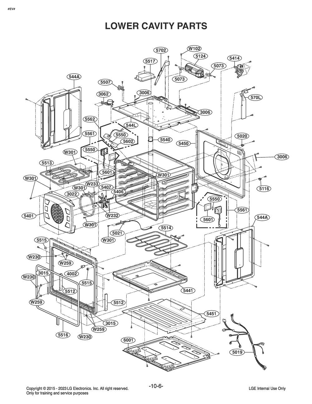 Lower Cavity Parts Diagram and Parts List for LD3642SP AB6LSTD LG Range