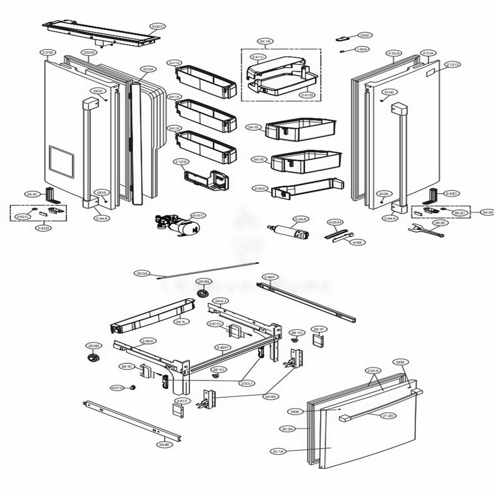Door Parts Diagram and Parts List for 79983 ASTCSE1 LG Refrigerator