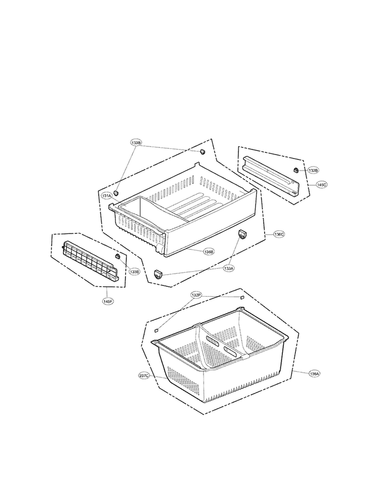 Freezer Parts Diagram and Parts List for LFX28979SW 01 LG Refrigerator