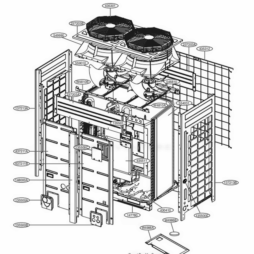 Main 2 Diagram and Parts List for ARUN096BTE4 AWGBLUS LG Air Conditioner