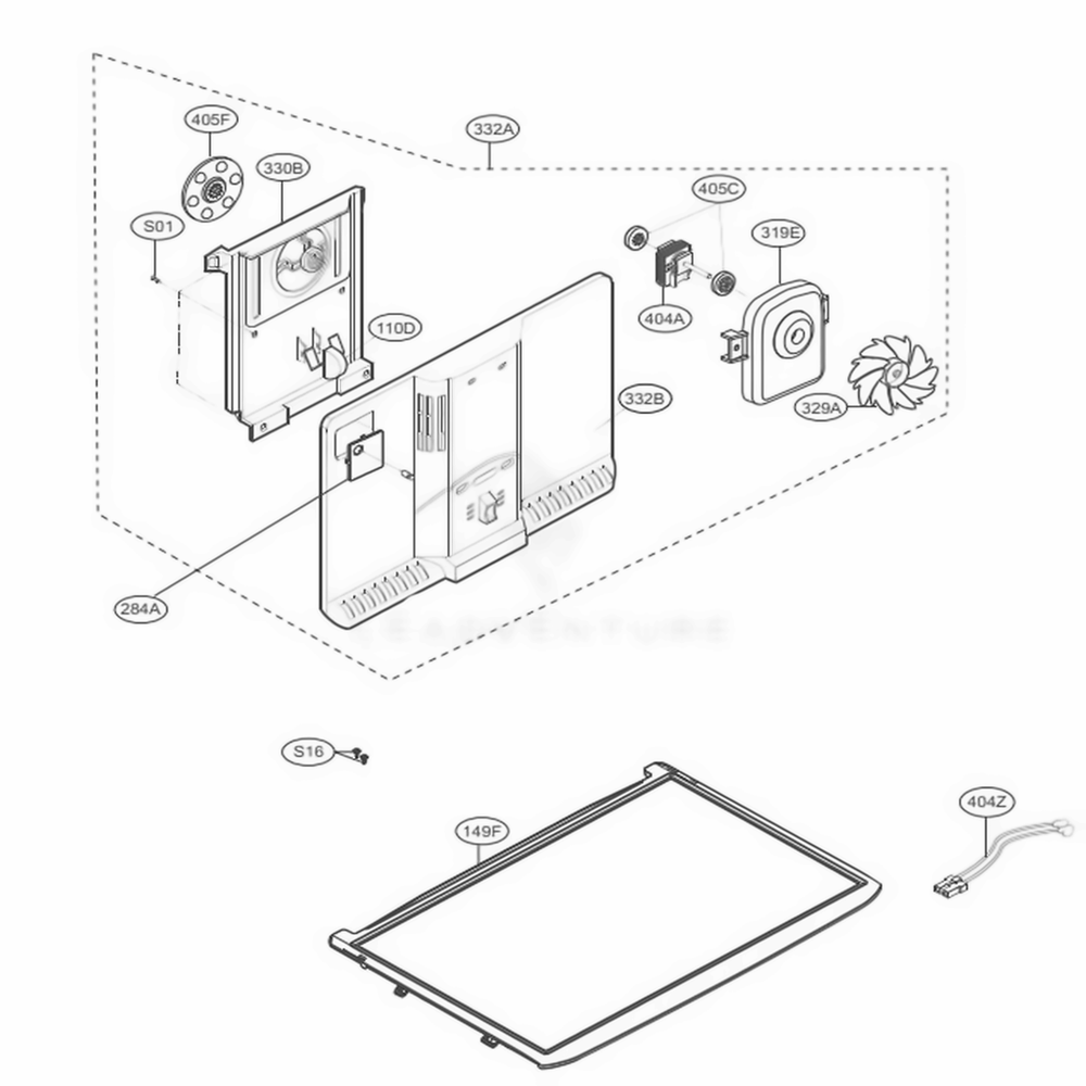 Freezer Parts Diagram and Parts List for LTCS24223W ASWCNA5 LG Refrigerator