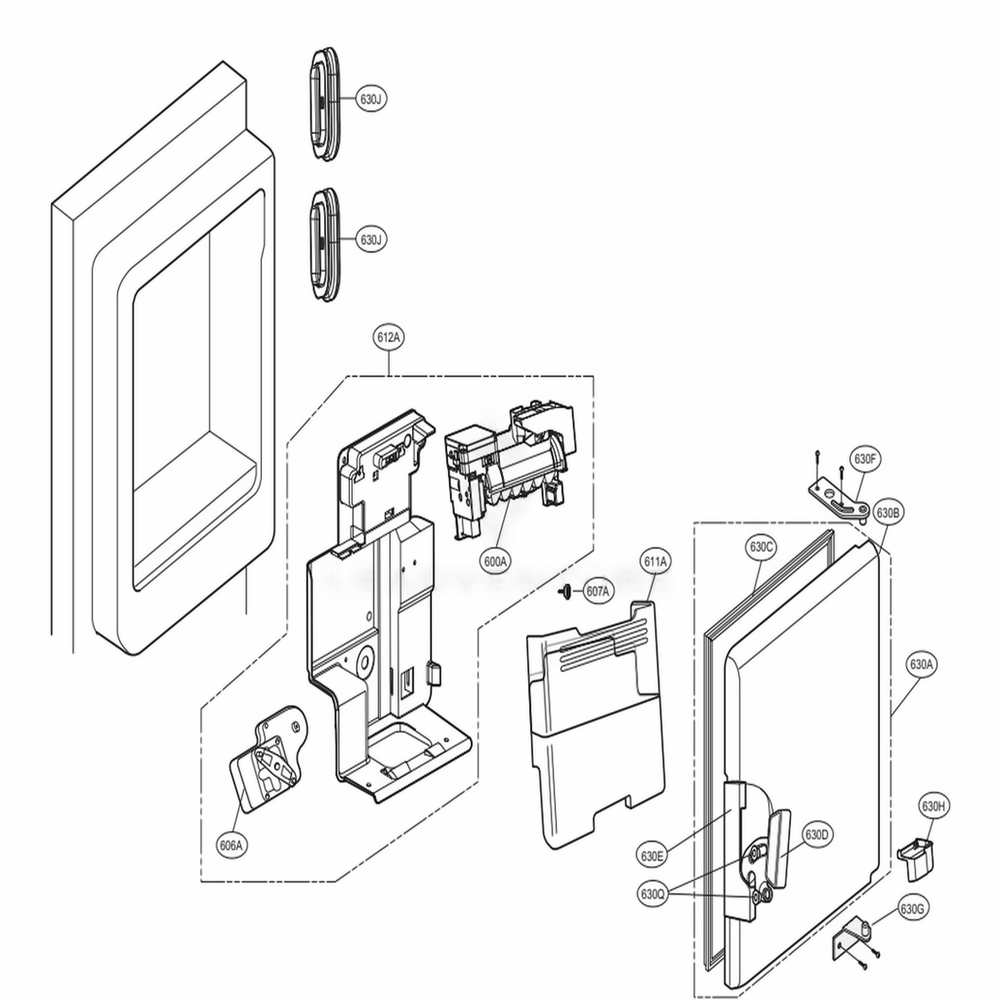 Ice Maker And Ice Bin Parts Diagram and Parts List for LMXS30746S ASTCNA1 LG Refrigerator