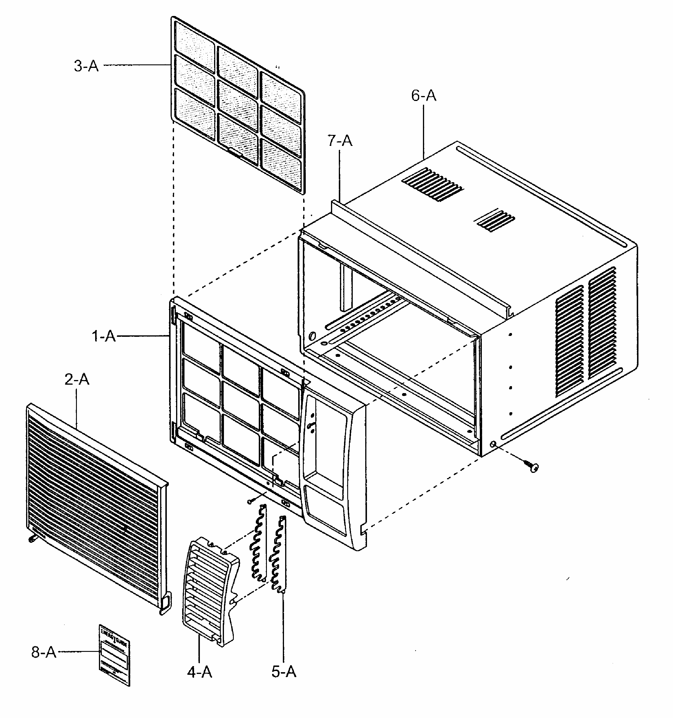 Cabinet Parts Diagram and Parts List for 58071082100  Kenmore Air Conditioner