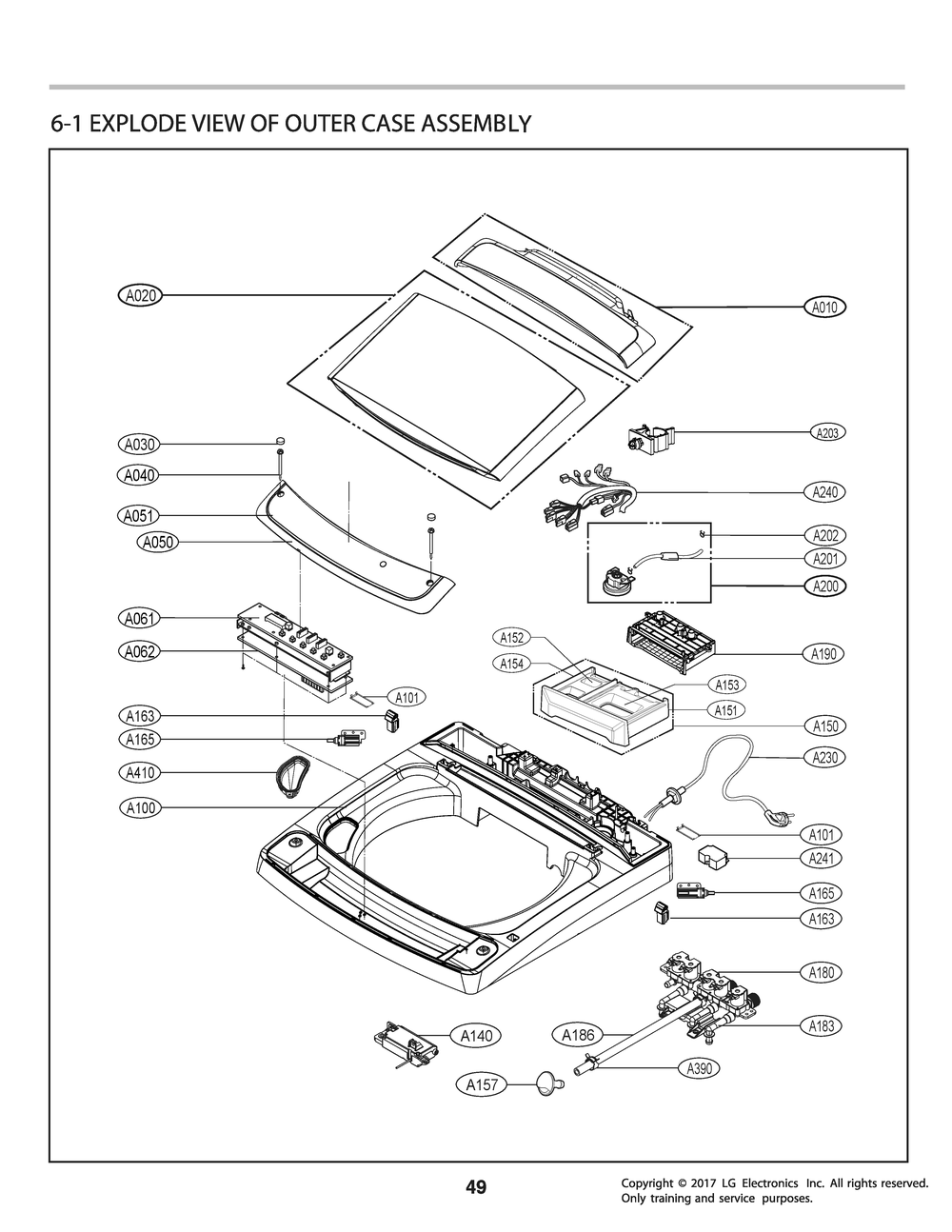 Case Parts Diagram and Parts List for T1483EFFTW ABWETEU LG Washer