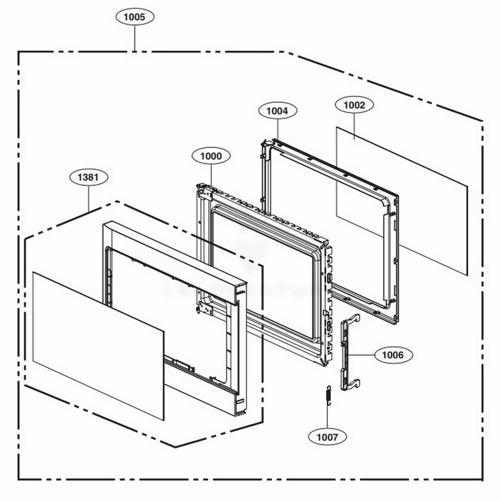 Door Parts Diagram and Parts List for LCS1413SW CWHETAR LG Wall Oven