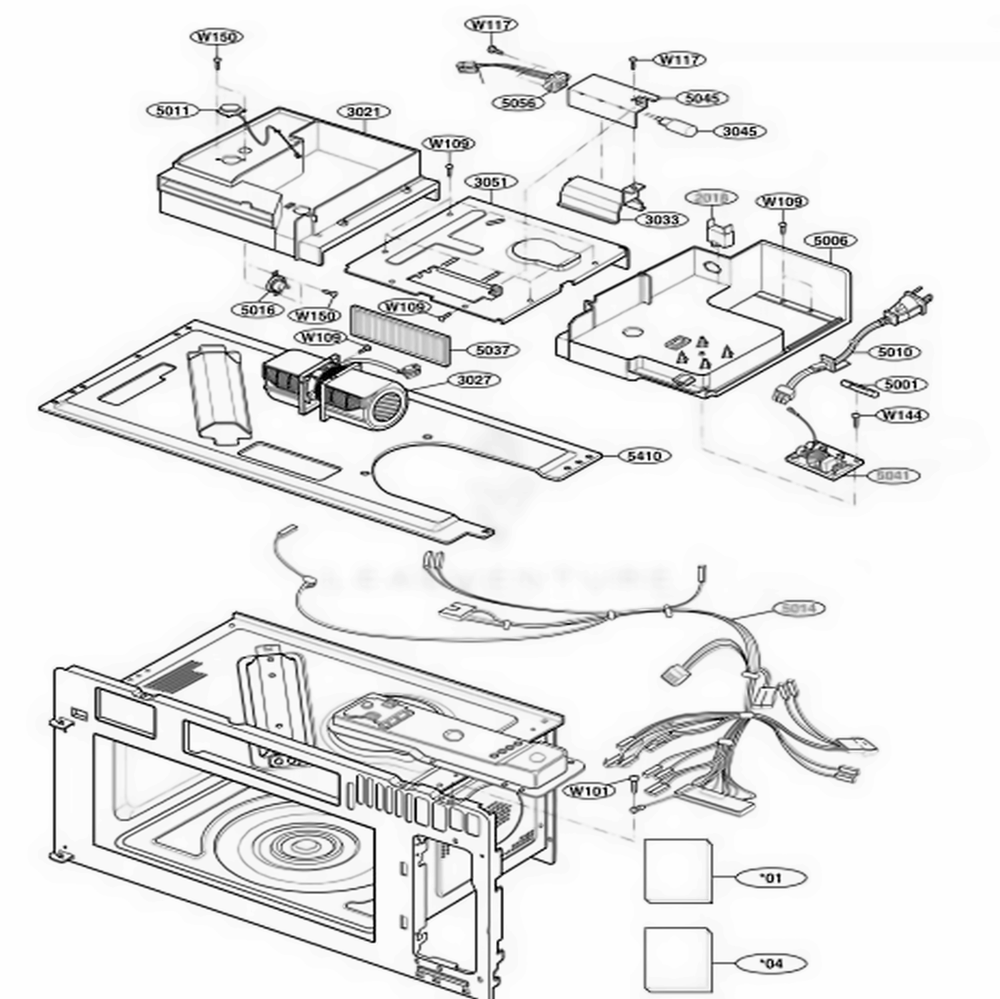 Interior Parts 3 Diagram and Parts List for MMV6178AAQ ABSEMTG LG Microwave