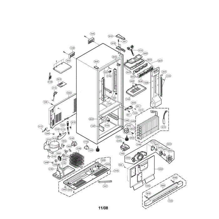 Case Diagram and Parts List for LBC22520ST 00 LG Refrigerator