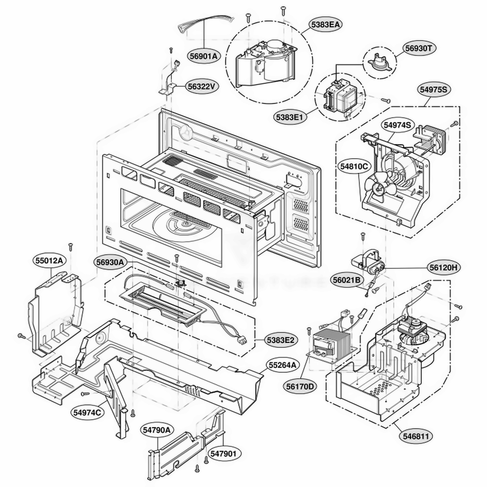 Interior Parts 1 Diagram and Parts List for SCB2000CWW AWHLGEU LG Range
