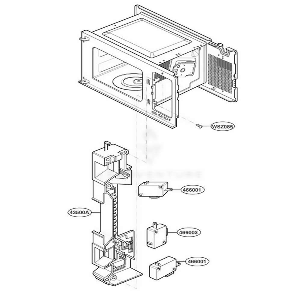 Latch Board Parts Diagram and Parts List for LMS1243SS CSBELCA LG Range