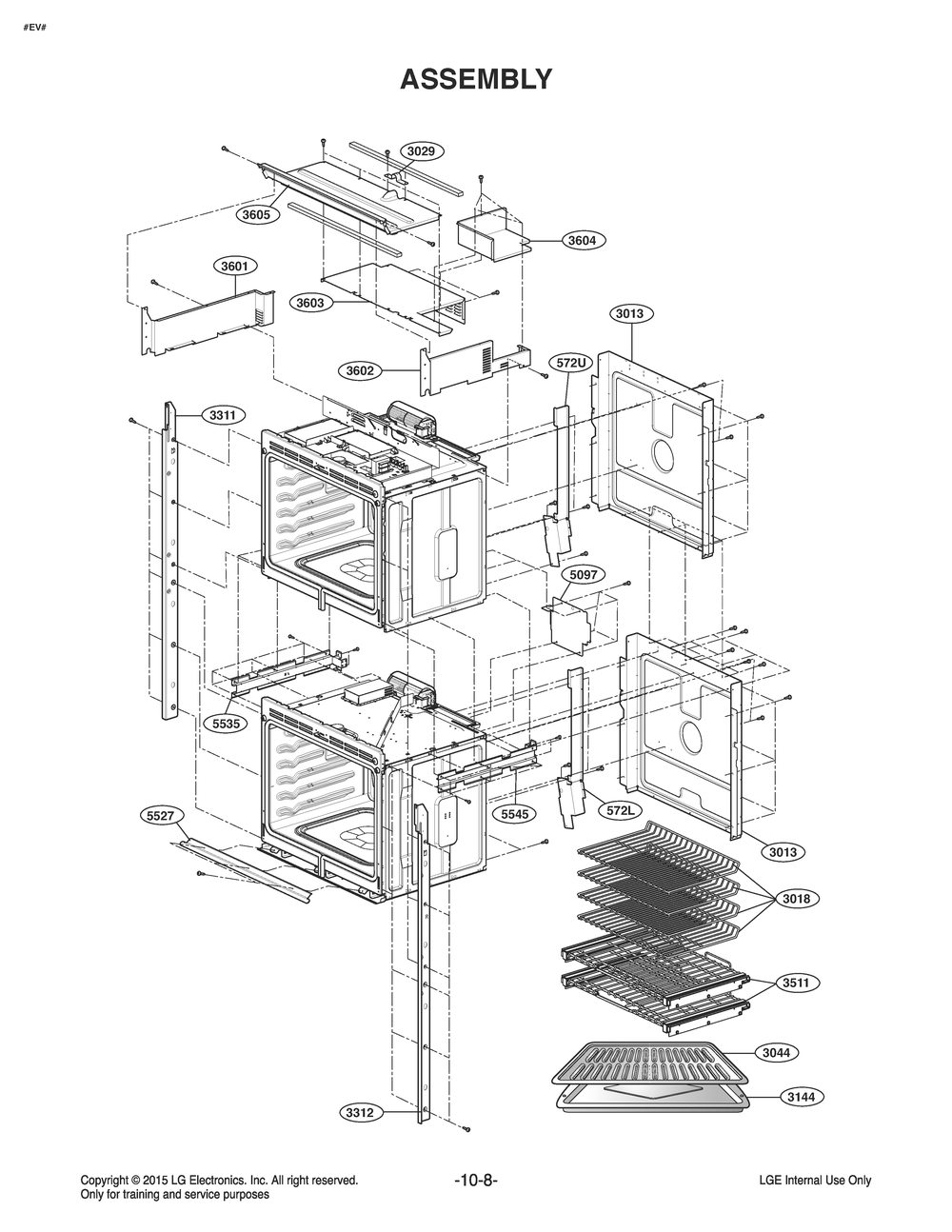 Assembly Diagram and Parts List for UPWD3034ST AS1LSGN LG Range