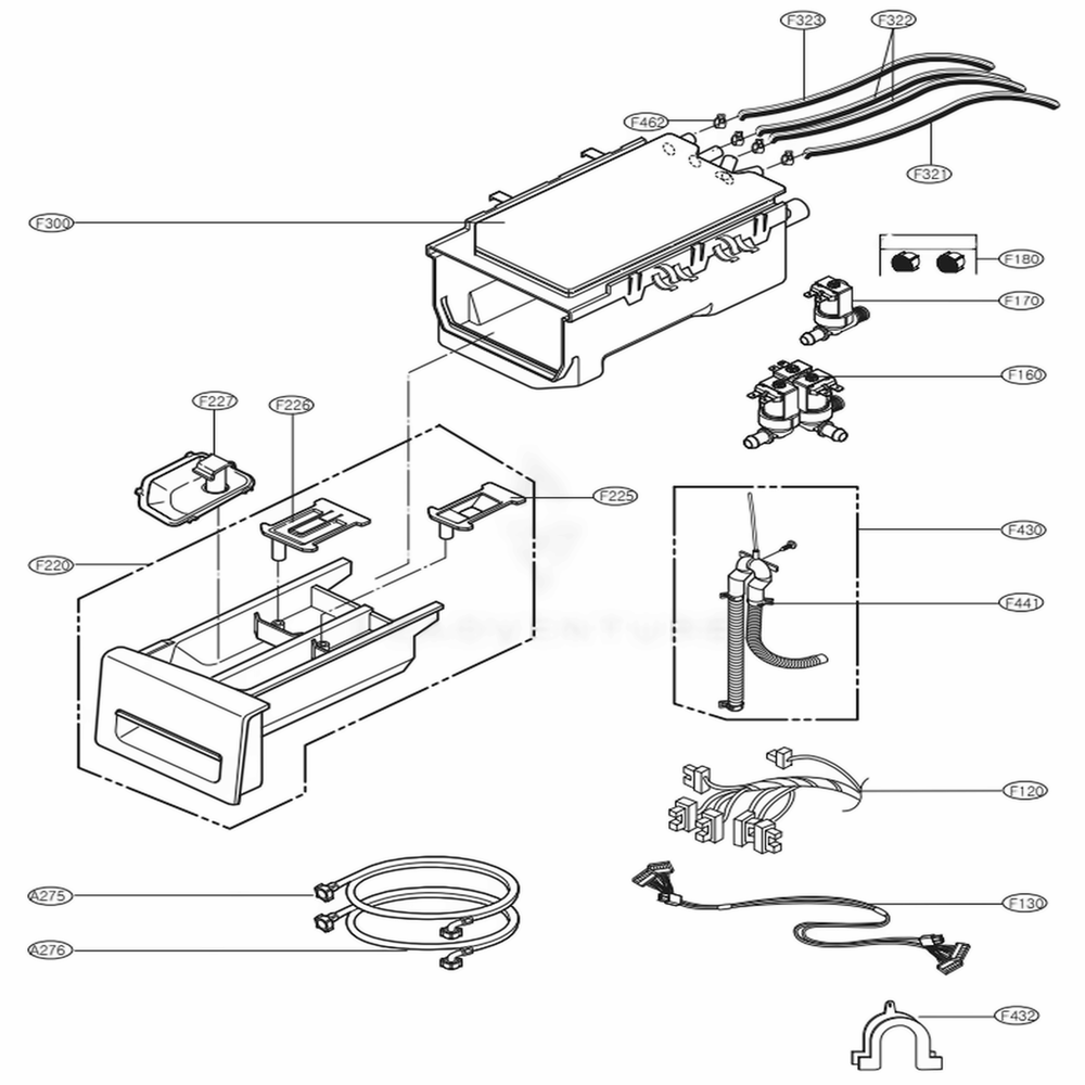 Dispenser Assembly Diagram and Parts List for WM2050CW ABWEEUS LG Washer