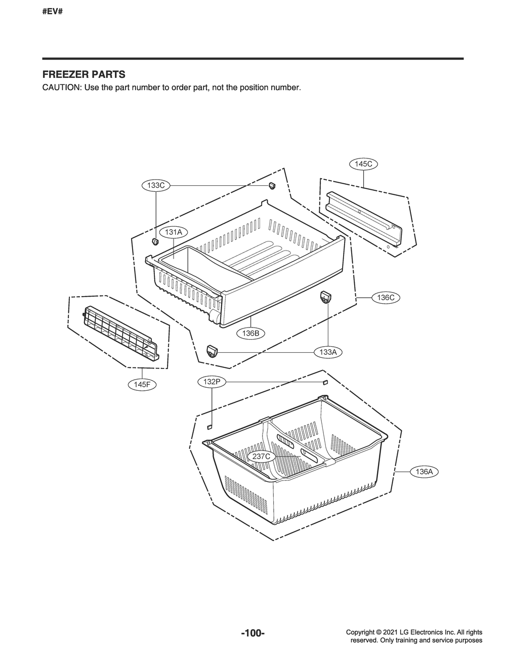 Freezer Parts Diagram and Parts List for LFXC22526S ASTCNAB LG Refrigerator