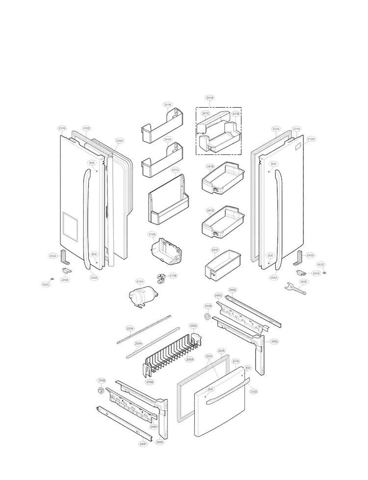 Door Parts Diagram and Parts List for LFX25976ST 03 LG Refrigerator