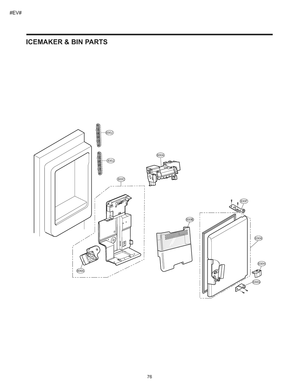 Ice Maker And Bin Parts Diagram and Parts List for GM-L268NQJP ASWCSE1 LG Refrigerator