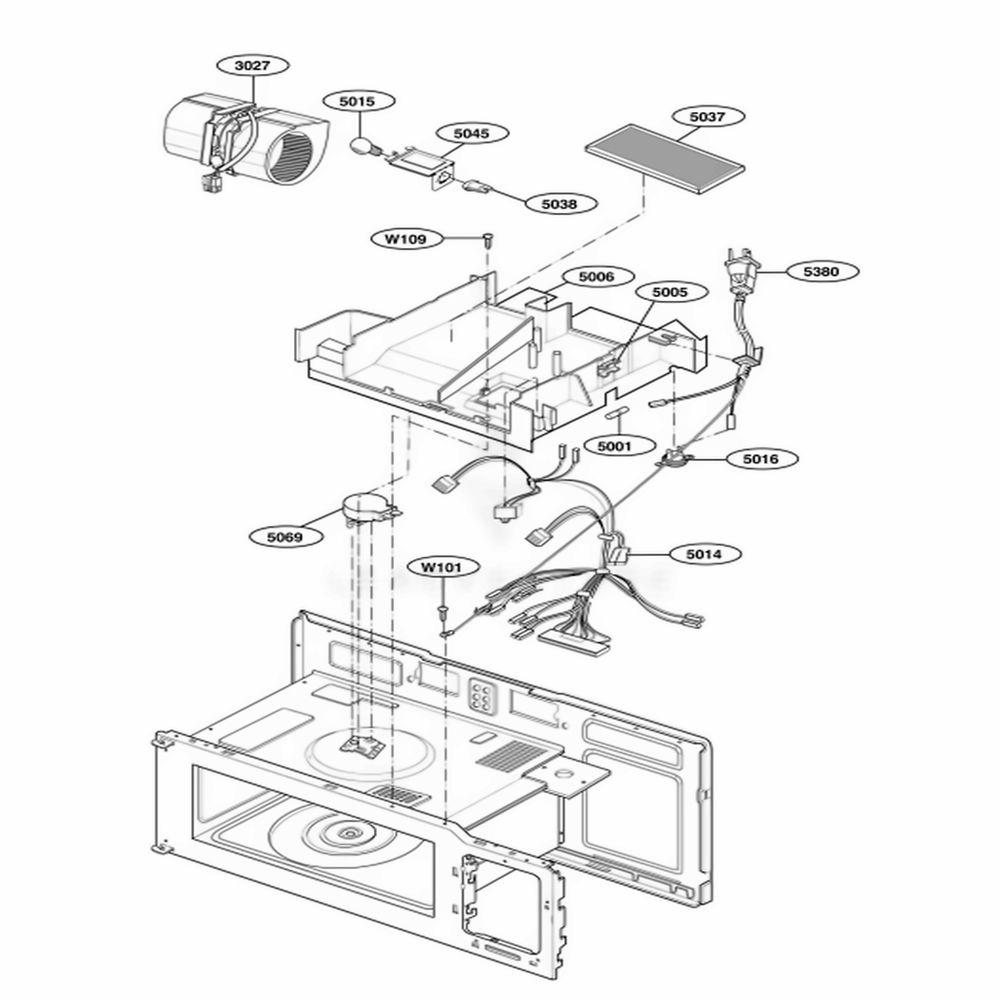 Interior Parts 2 Diagram and Parts List for MH6150XLB ABKEWRP LG Range