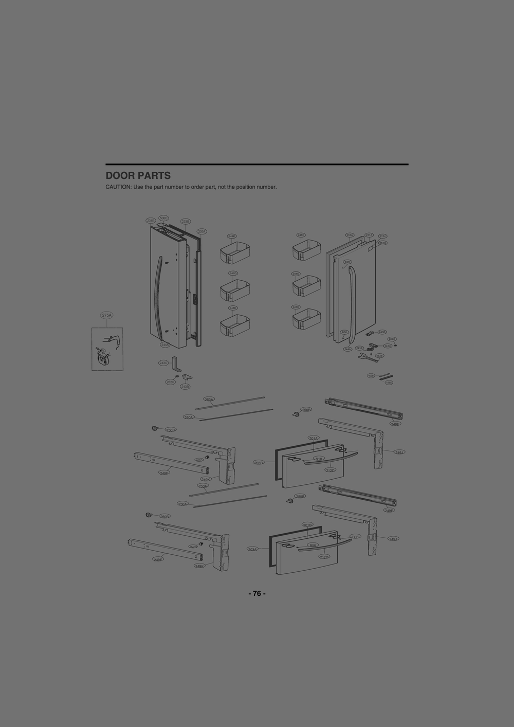 Door Parts Diagram and Parts List for GR-G27ANSNM ASTCNA4 LG Refrigerator