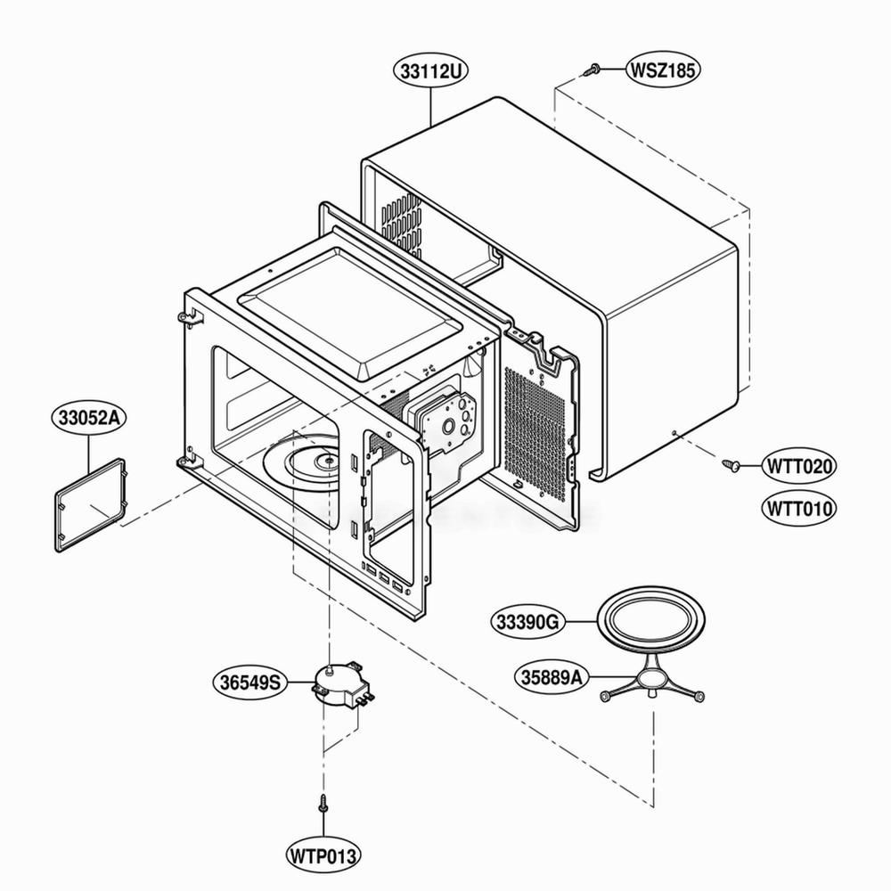 Oven Cavity Parts Diagram and Parts List for ACM1420AB ABKEAMA LG Range