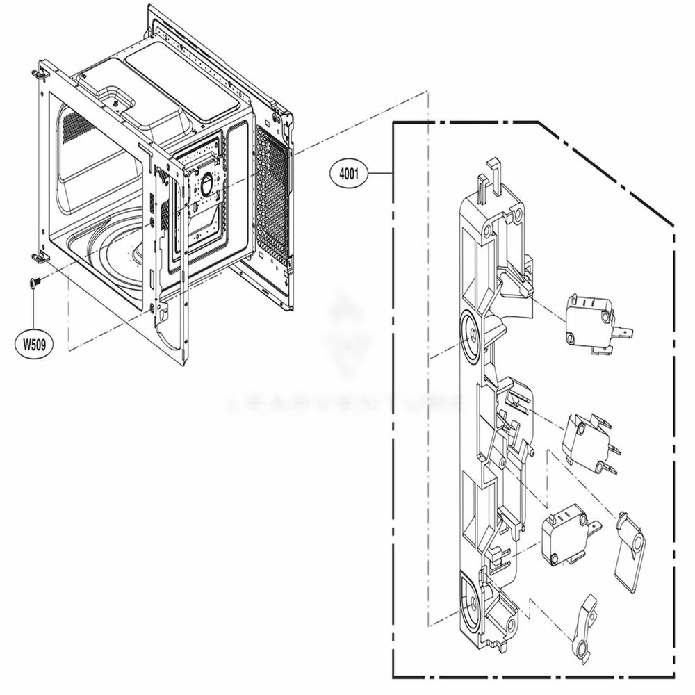 Latch Board Parts Diagram and Parts List for LMC1375SW CWHEBBY LG Wall Oven