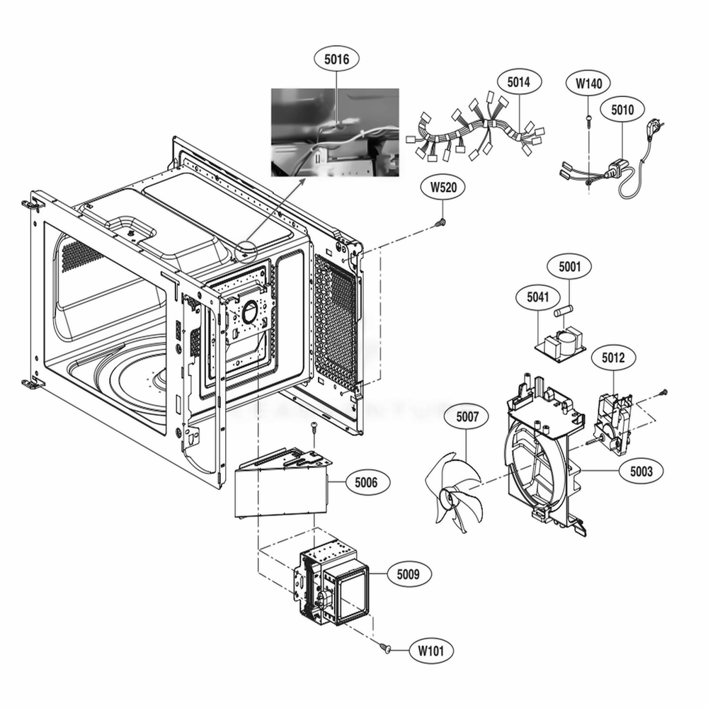 Interior Parts Diagram and Parts List for LMC1375SW CWHEBBY LG Wall Oven