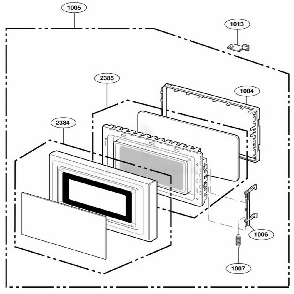 Door Parts Diagram and Parts List for LD10MP AG1EAMA LG Wall Oven