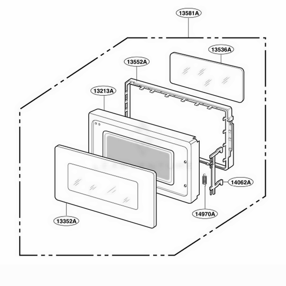 Door Parts Diagram and Parts List for MS60BM MWEGSC LG Range