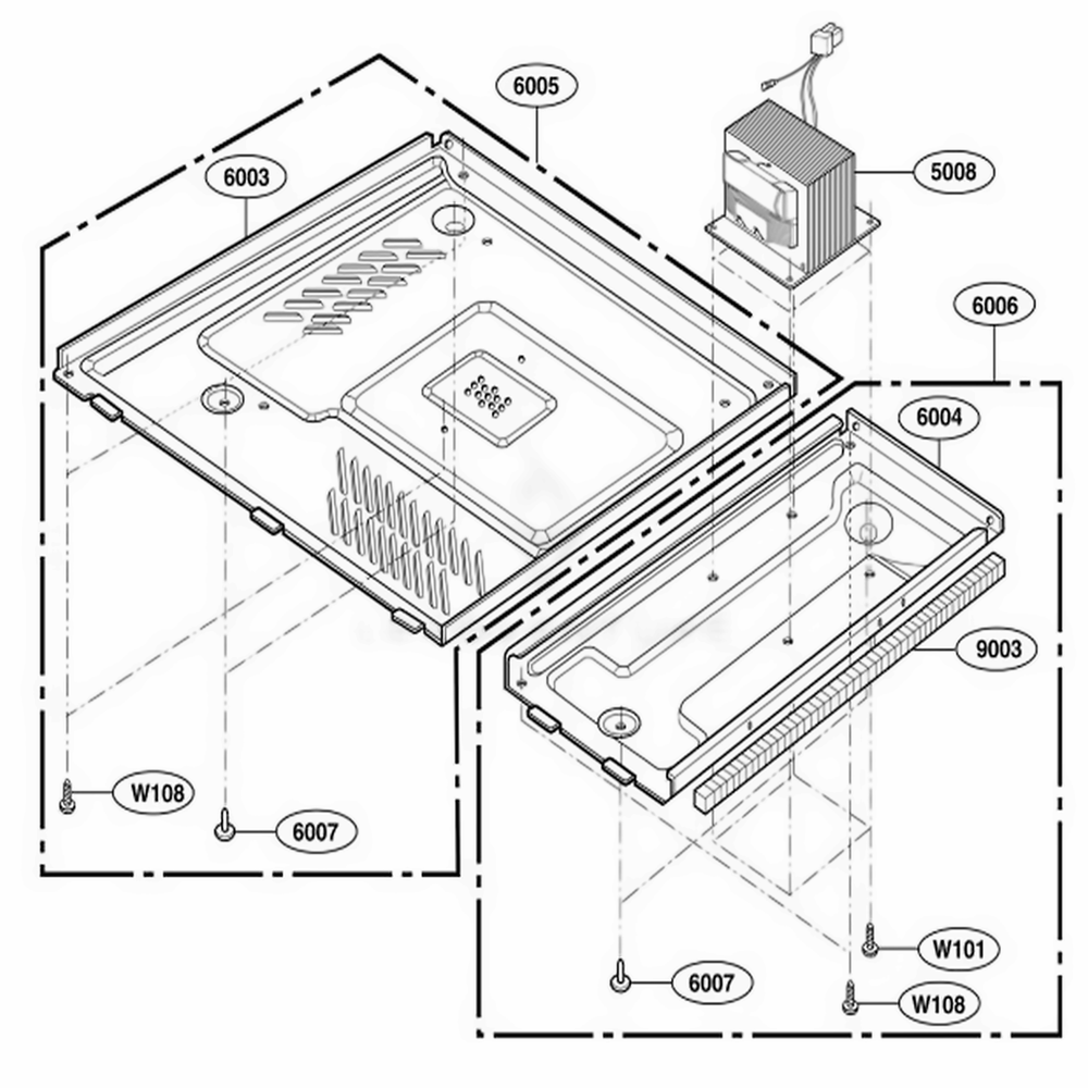 Base Plate Parts Diagram and Parts List for HMB406 CBKEBSU LG Wall Oven