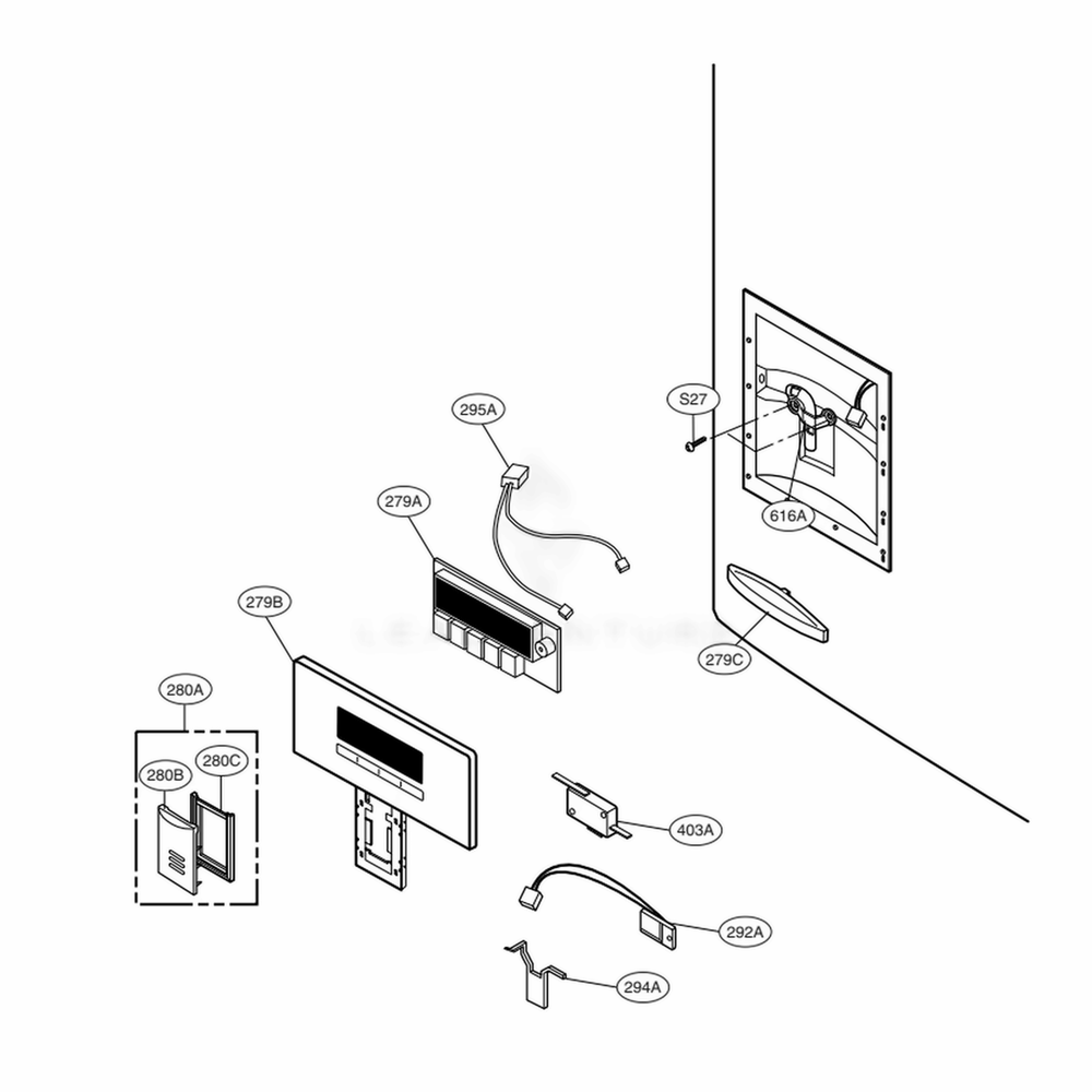 Dispenser Parts Diagram and Parts List for 71016 ATICSE0 LG Refrigerator