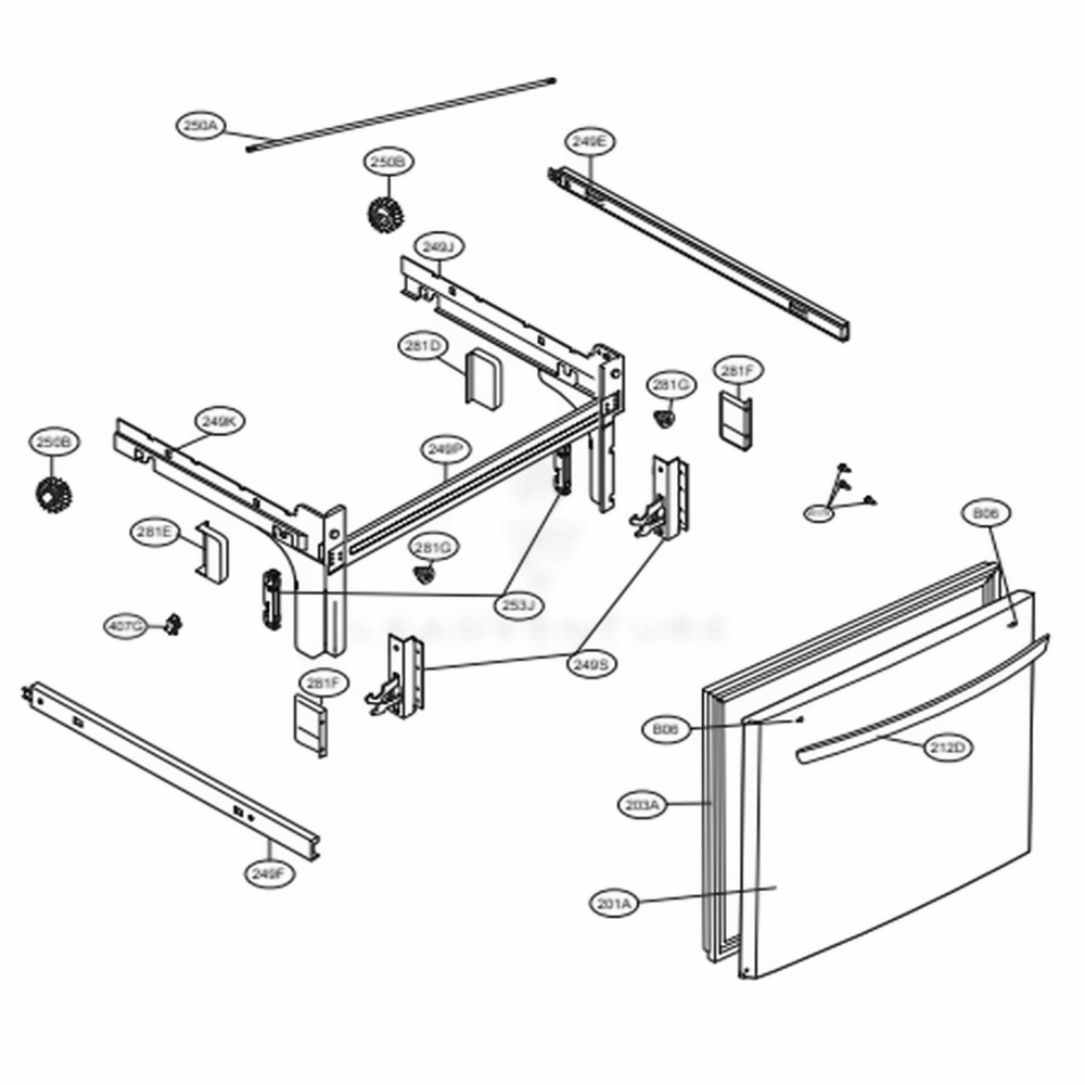 Door Parts 3 Diagram and Parts List for 74407 ASBCSE0 LG Refrigerator