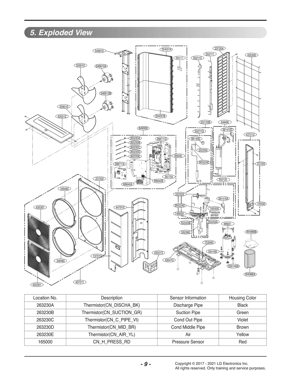 Diagram 1 Diagram and Parts List for A5UW36GFH0 AWGBEUS LG Air Conditioner