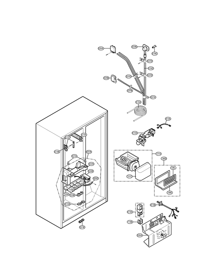 Ice And Water Parts Diagram and Parts List for LSC27921SB05  LG Refrigerator
