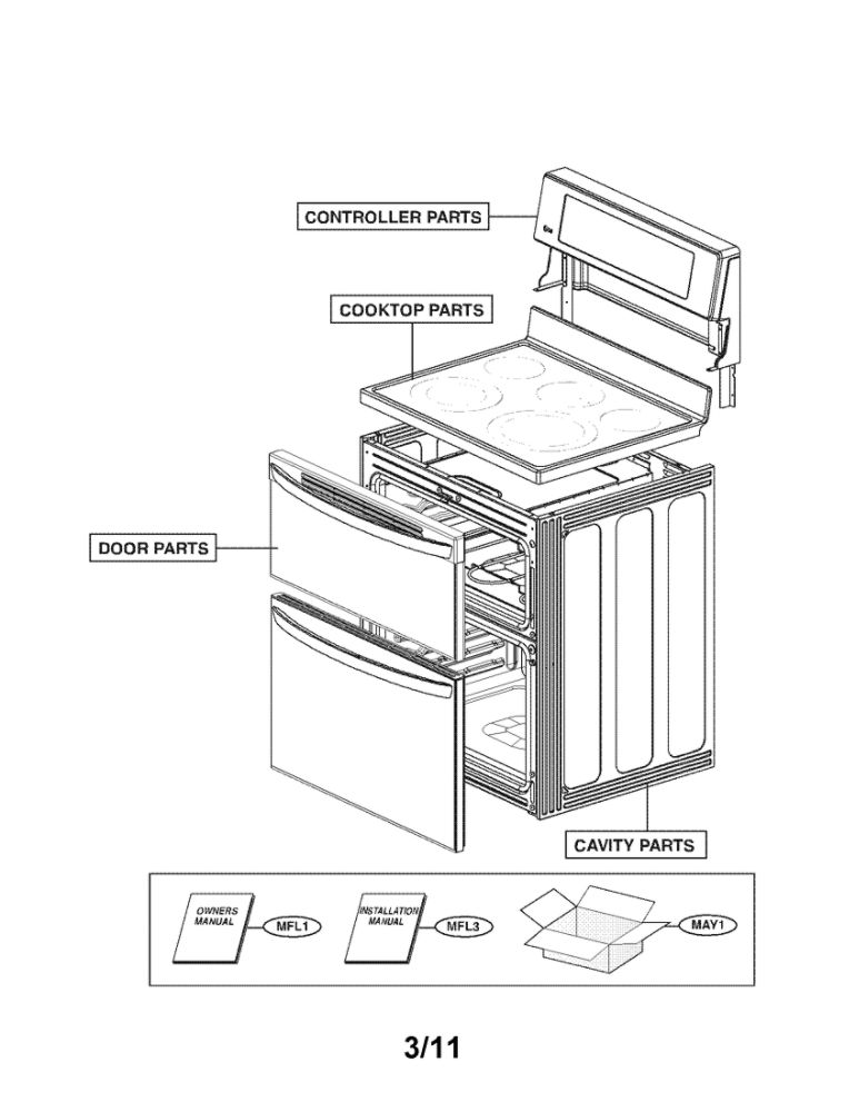 Accessory Parts Diagram and Parts List for LDE3017SB 00 LG Range