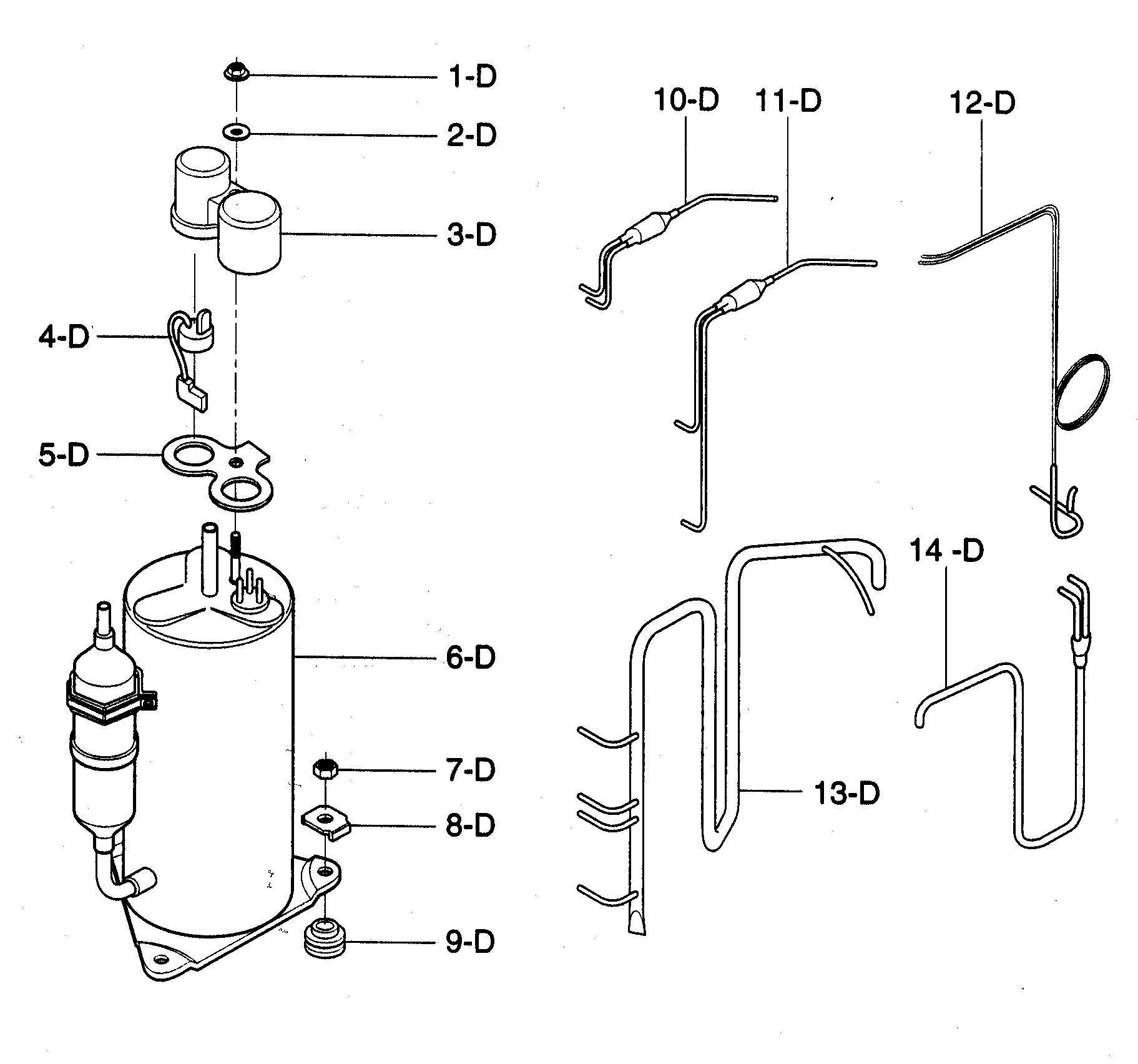 Compressor Parts Diagram and Parts List for 58072144200  Kenmore Air Conditioner