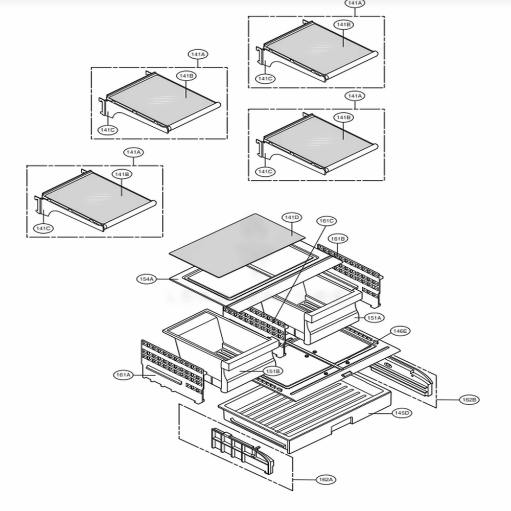 Refrigerator Parts Diagram and Parts List for 71609 AWBCSE3 LG Refrigerator