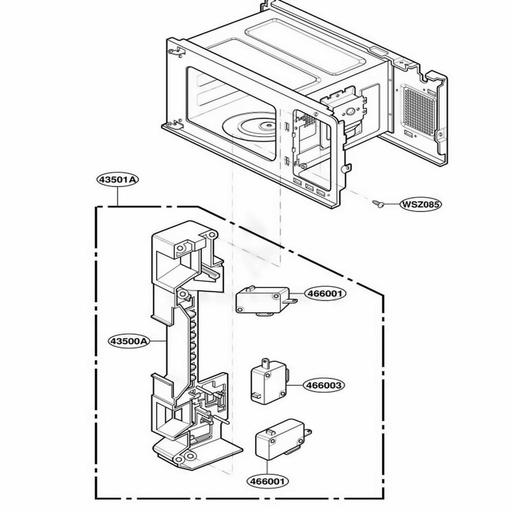 Latch Board Parts Diagram and Parts List for YMT3135SHQ M1EWPC LG Range