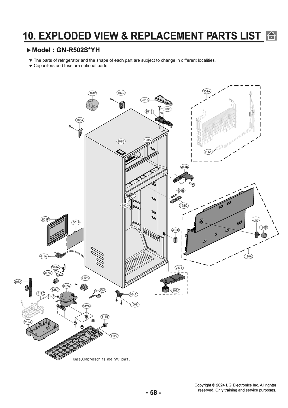 Diagram 1 Diagram and Parts List for LT18S2100S ASTCNA0 LG Refrigerator
