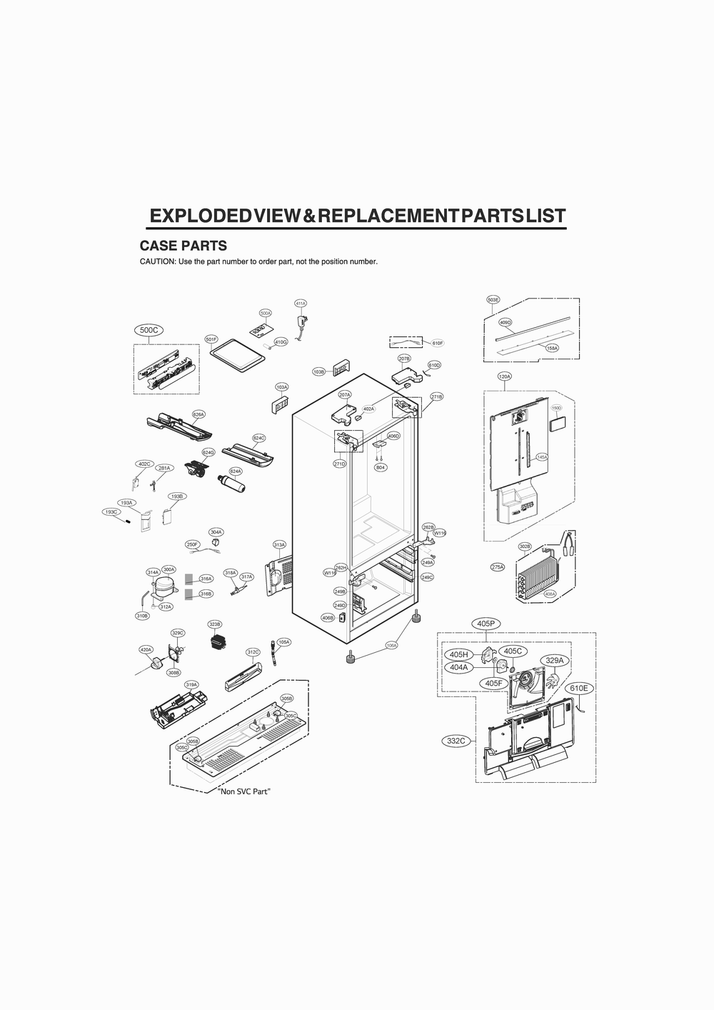Case Parts Diagram and Parts List for GR-G27ANSNM ASTCNA0 LG Refrigerator