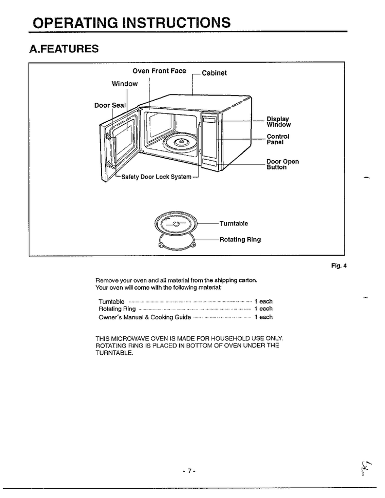 Features Diagram and Parts List for MA-682M  LG Microwave