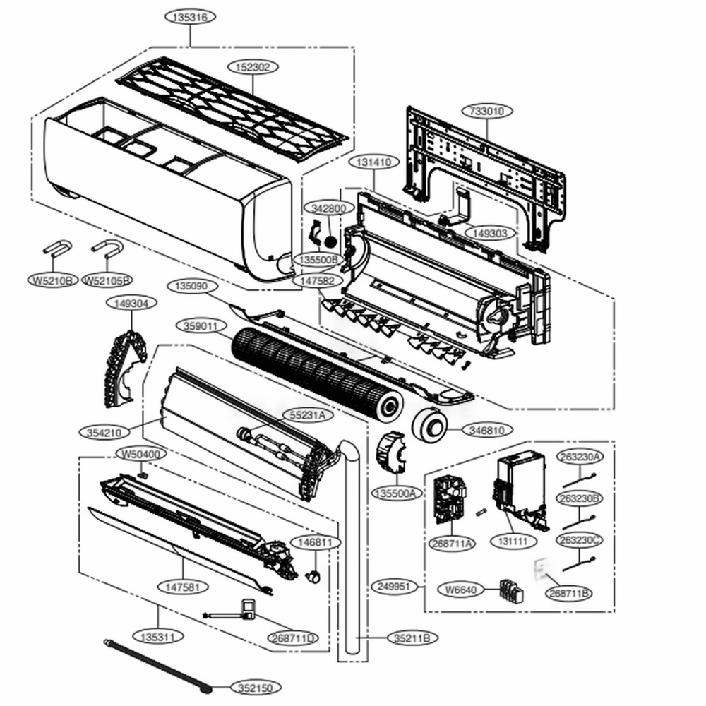 Sj Chassis Diagram and Parts List for ARNU073SJA4 AMBBLUS LG Air Conditioner