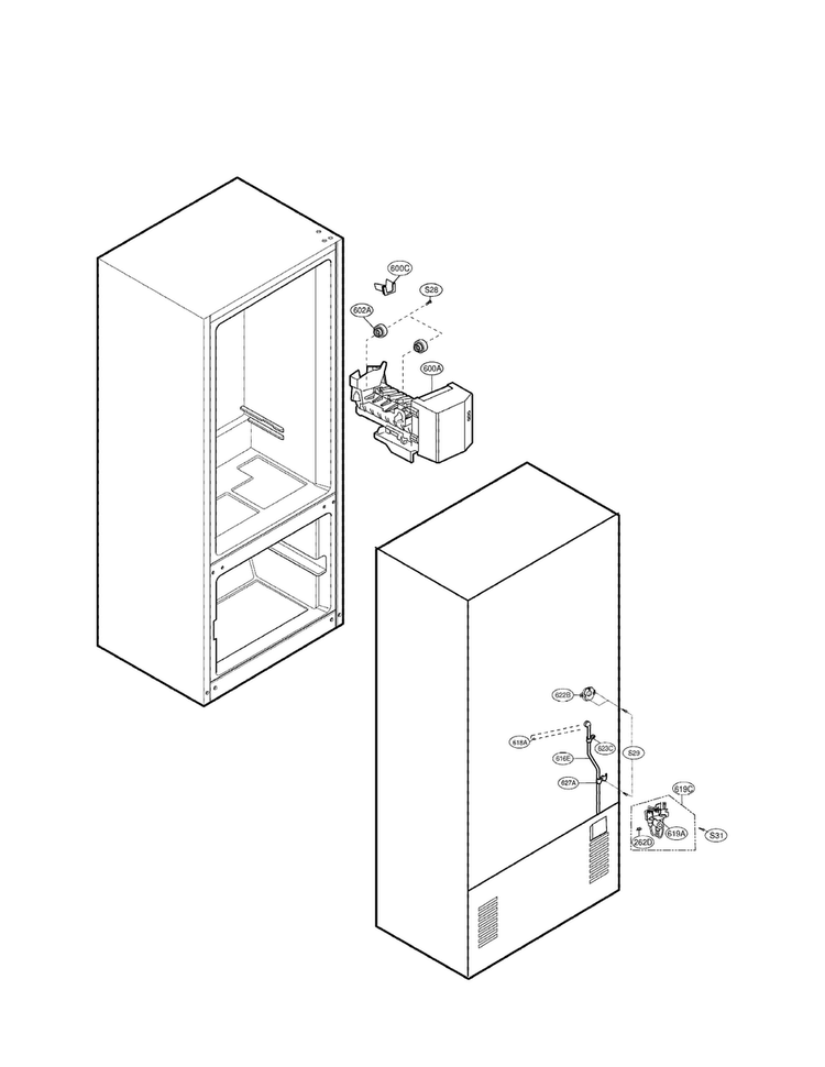 Ice Maker Parts Diagram and Parts List for LBC22520SB 01 LG Refrigerator