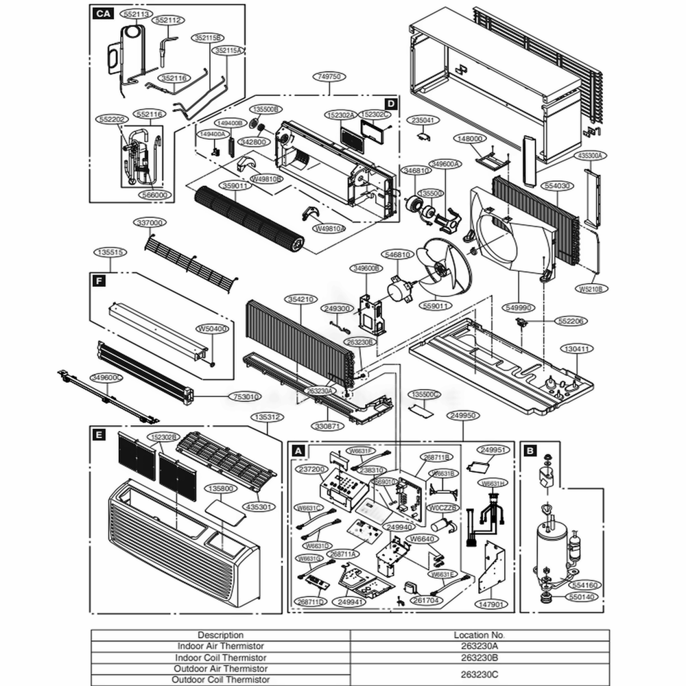 Main Diagram and Parts List for LP153HDUC ASBBEUS LG Air Conditioner
