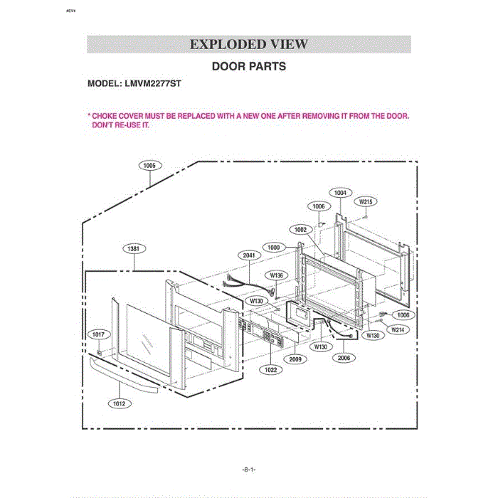 Section 6 Diagram and Parts List for LMVM2277ST AS1ELGA LG Microwave Oven Combo