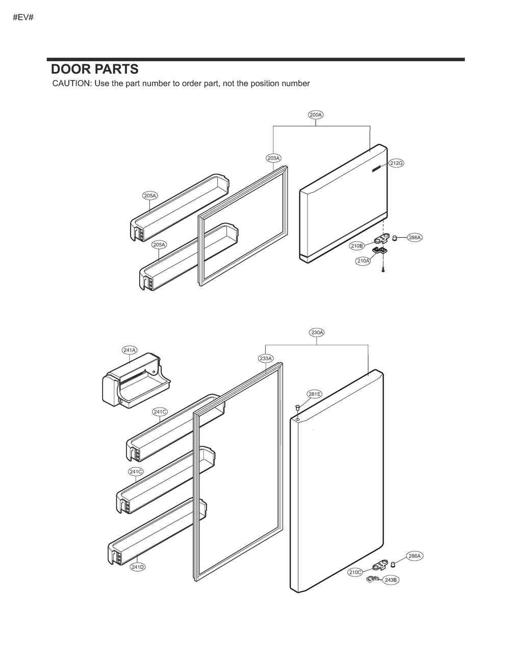 Door Parts Diagram and Parts List for GM-U652SKDM ASBCNA0 LG Refrigerator